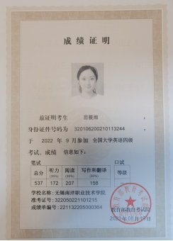 获奖证书